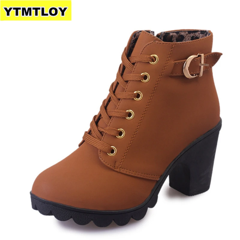 Plus Size 35 43 Winter Casual Women Pumps Warm Ankle Boots Waterproof High Heels Snow 2020 Shoes Botas  Patent  Botas Muje