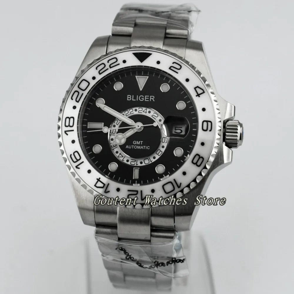 

43mm Bliger Ceramic Bezel Black Dial SS. Case Function Automatic Men's Watch
