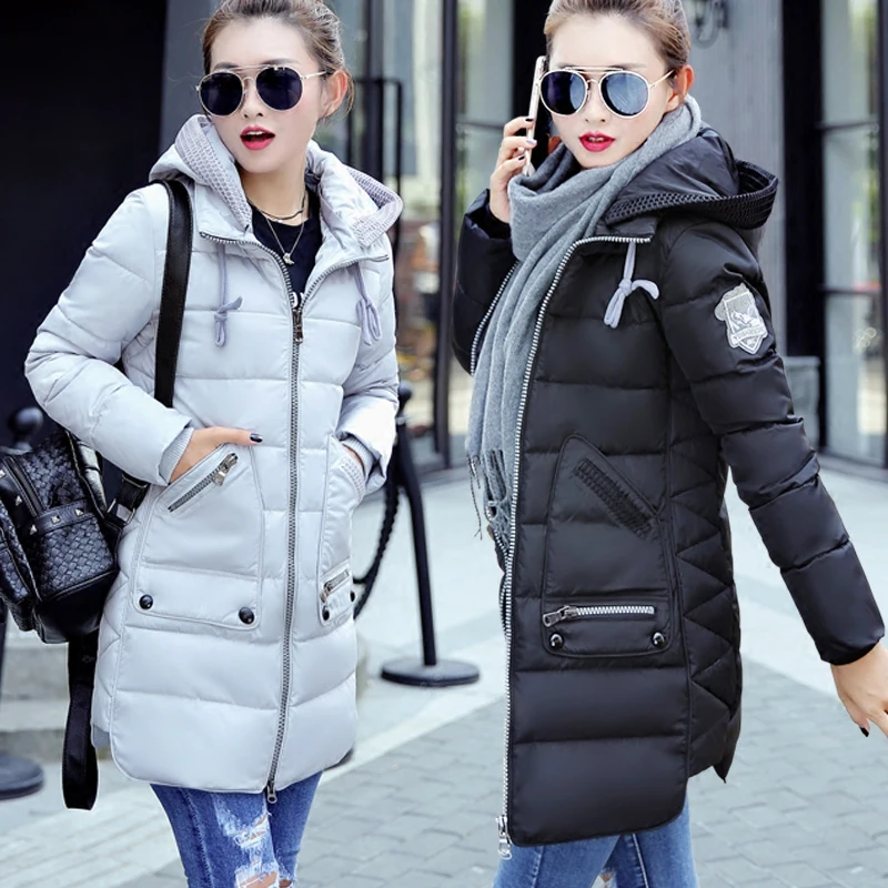 Новинка осень зима черная стеганая куртка для женщин средней длины парки Casaco размера плюс 5xl 6xl с капюшоном женские зимние пальто и куртки