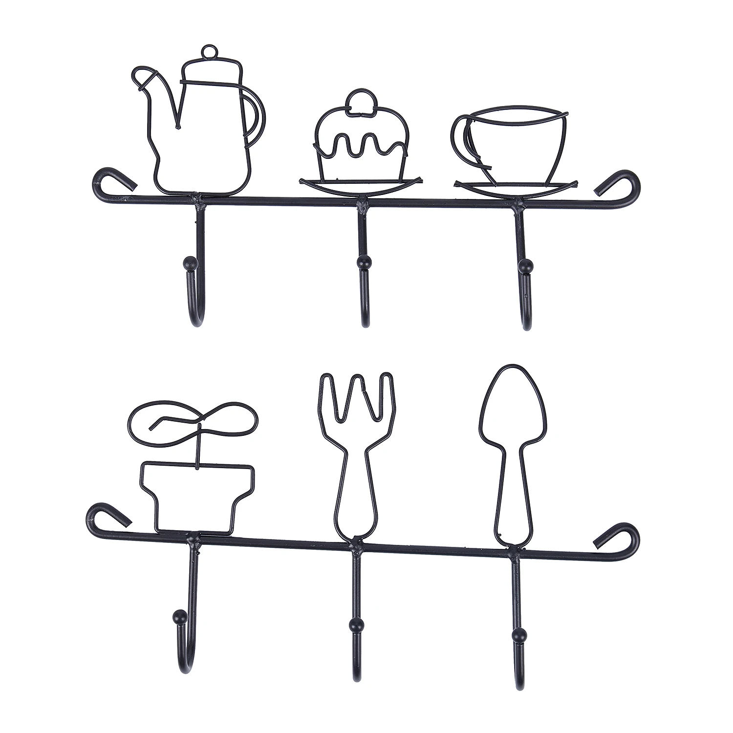 

YHYS Wall Mounted Hooks Rack, Wall Hooks Kitchen Home Restaurant Keys Coats Cups Decorative 1 Set 2PCS Iron