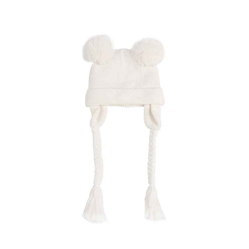 Velvet Knit Nebworn Baby Hat Warm Winter Infant Beanie Twist Lace Up Baby Hat With Pompom Cute Crochet  Hat For Baby Girls Boy   (2)