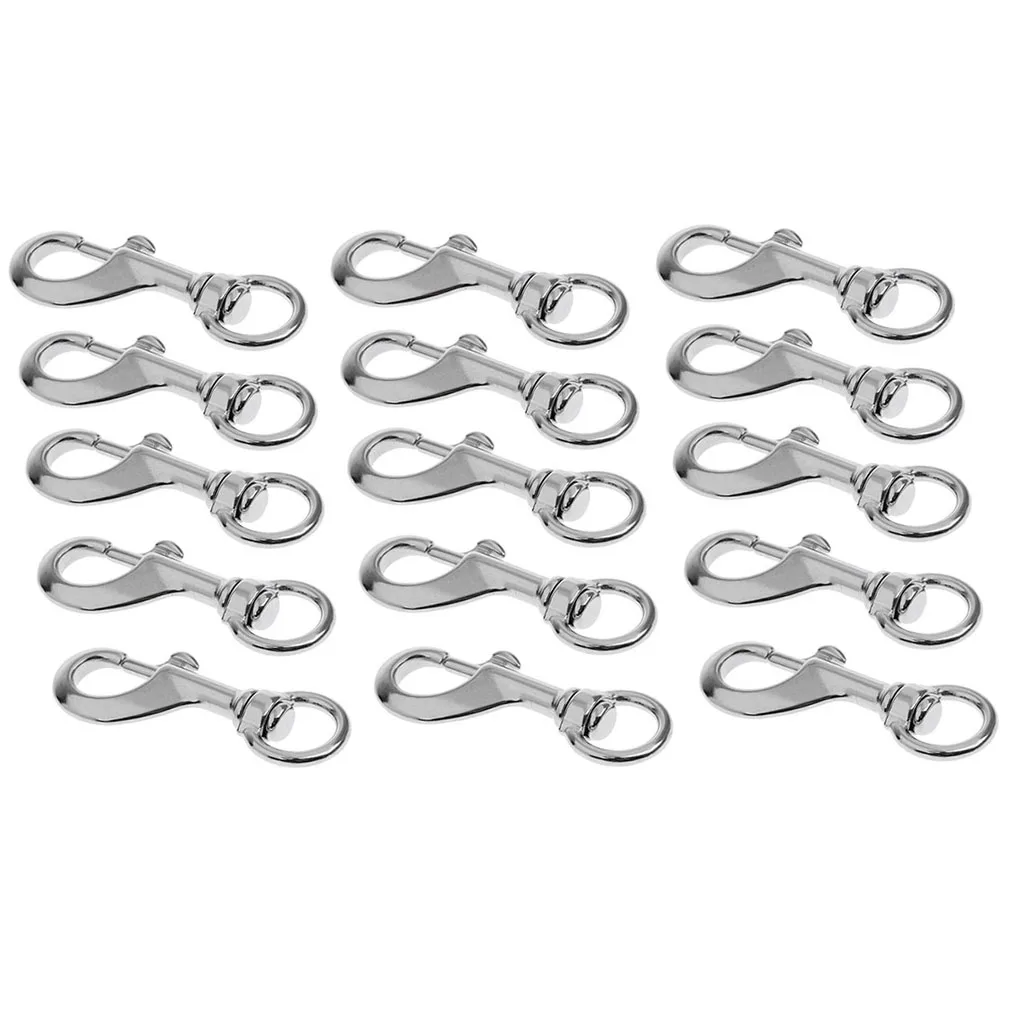 

Bulk 15 Dive Clip, Single Ended Bolt Snap Round Swivel Eye - for Scuba Pet Leash Clothes Line Flag Pole
