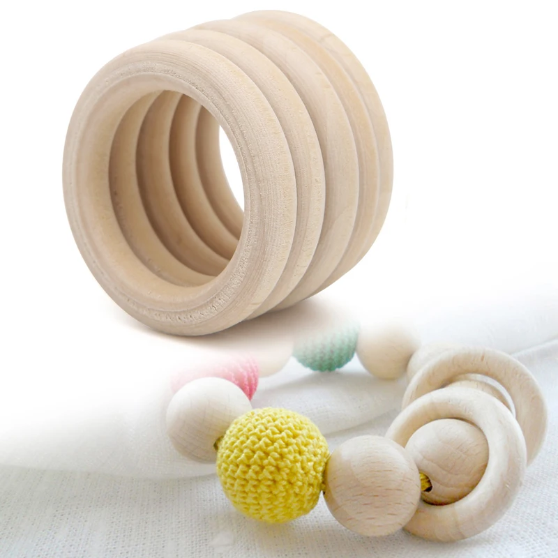 Wooden Beads Connectors Circles-Rings-Beads Natural-Wood Lead-Free 5pcs 15mm-65mm Unfinished