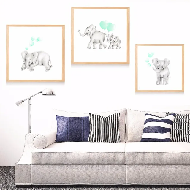 Baby Mummy Elephant Nursery Canvas Art Print Painting Poster Wall Baby Mummy Elephant Nursery Canvas Art Print Painting Poster Wall Pictures For Room Home Decorative Bedroom