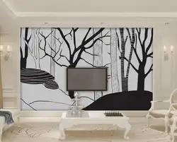 Пользовательские Большая фреска, современный минималистский черный абстрактный дерево обои, крючок K ТВ гостиная ТВ диван стены винил Papel
