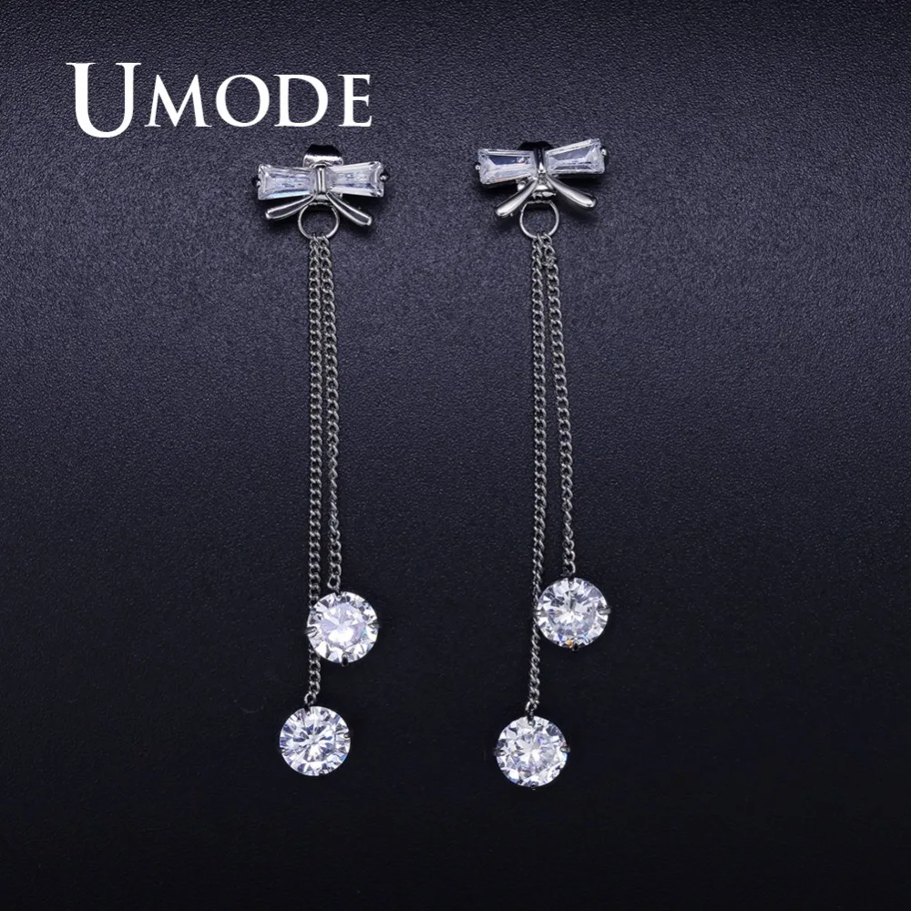UMODE модные свадебные длинные висячие серьги для женщин женские AAA + CZ Jewelry интимные аксессуары букле d'oreille femme UE0372