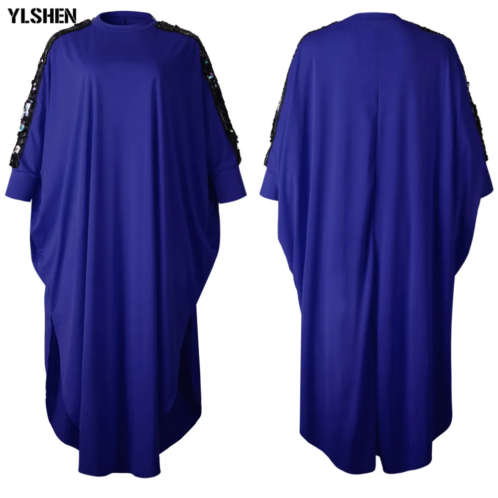 Африканские платья для женщин Дашики с блестками африканская одежда высокого качества Grand Boubou Africain модное Африканское платье для женщин - Цвет: Синий