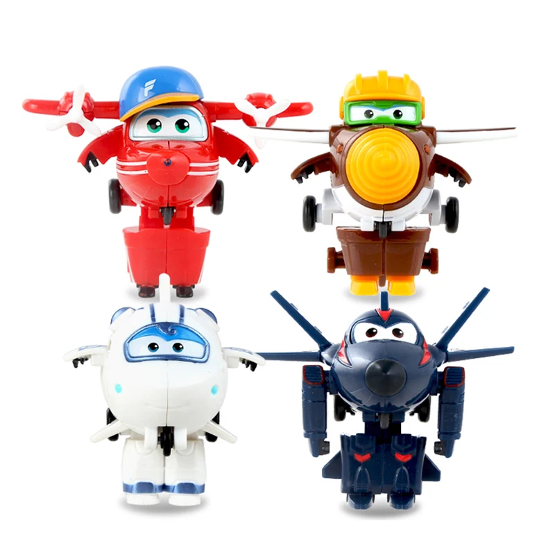 New Mini 4pcs/set Super Wings Set of 4 Toy planes 7cm deformation robot