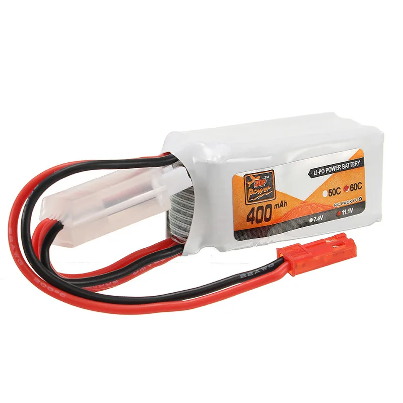 

Rechargeable Lipo Battery ZOP Power 11.1V 400mAh 60C 3S Lipo Battery JST Plug