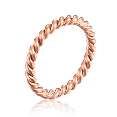 

KNOCK high quality 2.5 mm Fashion Small Rose Gold Color Twisted Stainless Steel for Women Wedding Party Ring jewelry