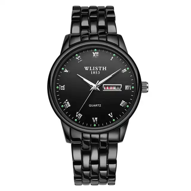 Tungsten Steel Color Watch Premium Mens Watch Black Strap Stainless