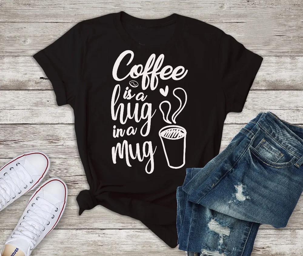 

2019 Goth Tops Coffee Hug In A Mug T Shirt Funny Cute Graphic Women Pastel Aesthetic 90s Young Style Grunge Tumblr Quote Tee