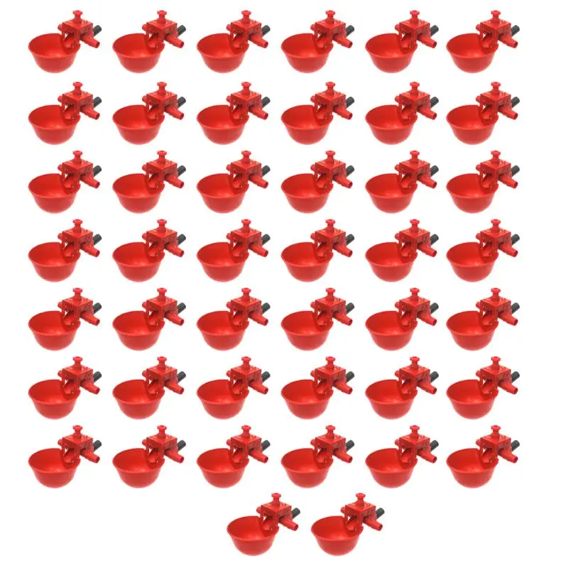 

Automatic Chicken Waterer Cups 50Pcs/set Red Bird Chicken Fowl Drinker Bowl Feed Automatic Adjustable Poultry Water Drinking Cup