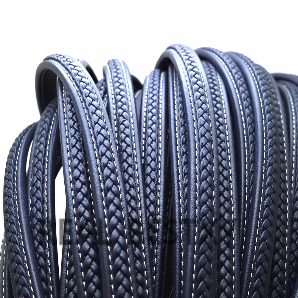 

Real Bestxy Bracelet 12*6mm braided leather cords for making bracelets men's bracelets leather cords braided flat leather strip