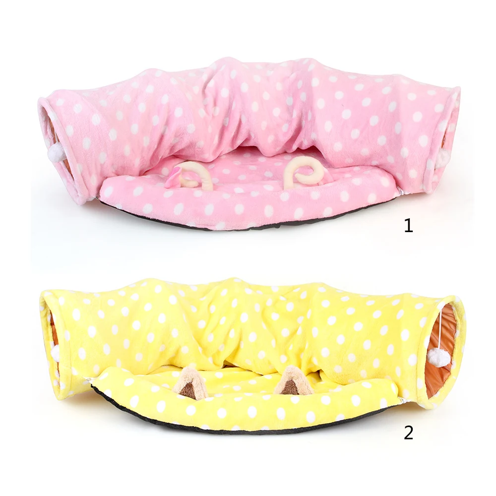 Collapsible Cute Dog Cat Ring Paper Two-way Tunnel Stitching Pet Bed Suitable Pets Supplies for Small Dogs Cats