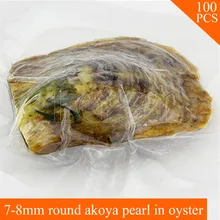 Venta al por mayor AAA 100 unids 7-8mm perla Akoya ronda en ostras ostra perlera