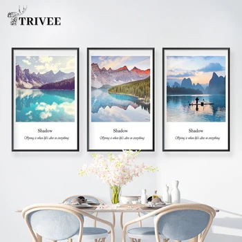 

Nordic Style Wall Art Painting Canvas Prints Abstract Poster And Print Shadow Mountain River Wall Decor Pictures For Home