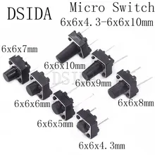 ¡20 piezas medio 2pin 6x6x4! 3/5/6/7/8/9/10mm interruptor pulsador táctil de 6x6x4,3mm 6x6x5mm 6x6x6mm 6x6x7mm 6x6x8mm 6x6x9mm