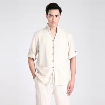 

Shanghai Story man traditional clothing Half Sleeve Cheongsam Shirt Chinese Traditional Men Clothing cheongsam top