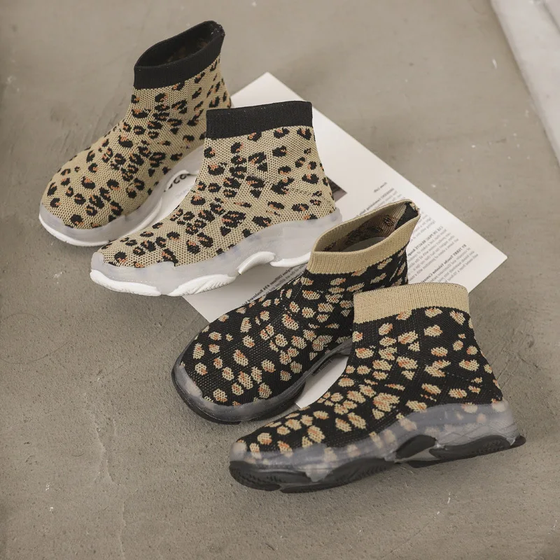

Yorkzaler Printed Leopard High Top Kids Sneakers Casual Geometric Children Sport Shoes Girl Boy Running Shoes Footwear 26-35