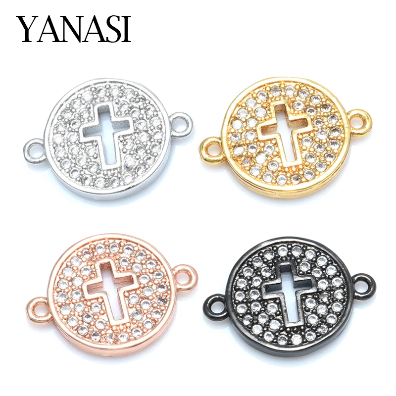 

4 Colors Gold Round Cross Connectors Charms Accessories For Women Men Bracelets Necklace Making Christian Jewelry Findings