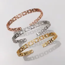 Bilincolor Высокое качество Мода розовое золото, серебряный цвет золотой маленький ch буквы металл медь Открытый браслет для женщин