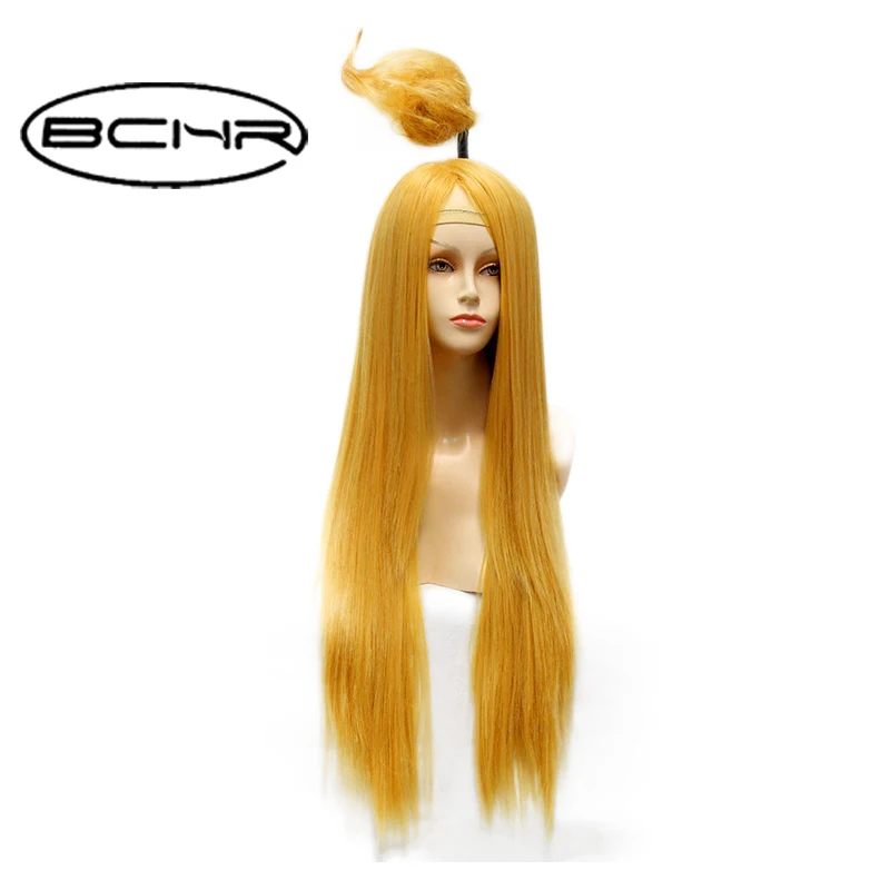 BCHR Long Straight Cosplay Heat Resistant Synthetic Costume Wig For Women with Bun Free Shipping