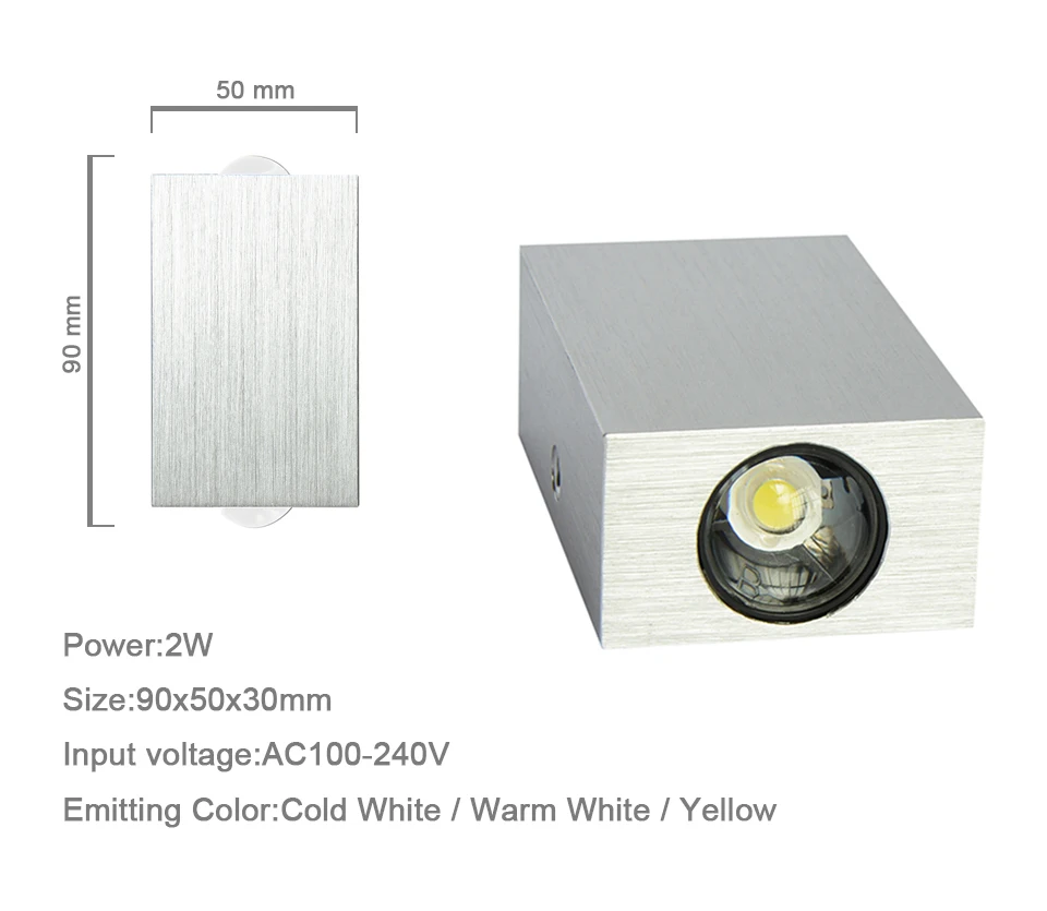 YooE Крытый 2 Вт 4 Вт 6 Вт 8 Вт светодиодный настенный светильник AC100V/220 В алюминиевый декоративный настенный светильник для спальни светодиодный настенный светильник