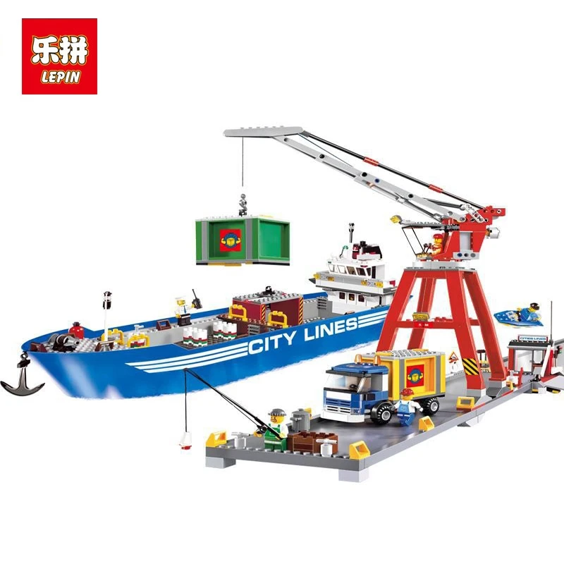 

Lepin 02034 695Pcs City Series Super Cargo Port Terminal Assembled Building Blocks LegoINGlys Educational Toys