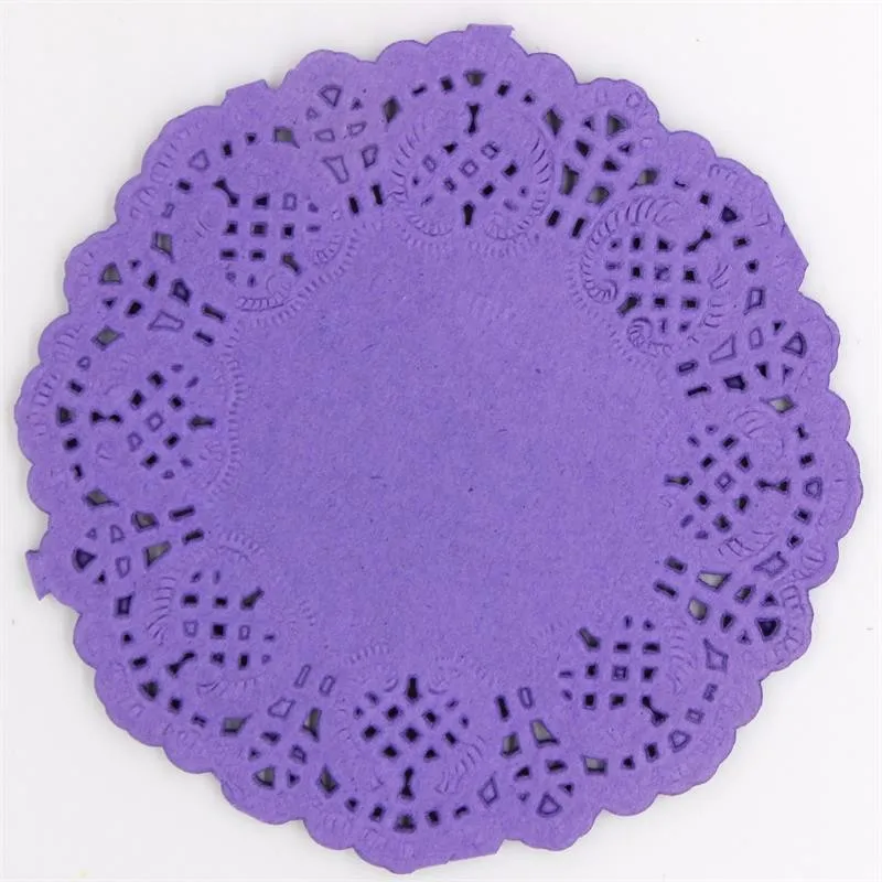 Ksccraft 3,5 ''Цветные Цветочные кружевные круглые кружевные бумажные салфетки для столовых приборов Ремесло Doyleys Свадьба День рождения Посуда Украшение 20шт - Цвет: Dark purple