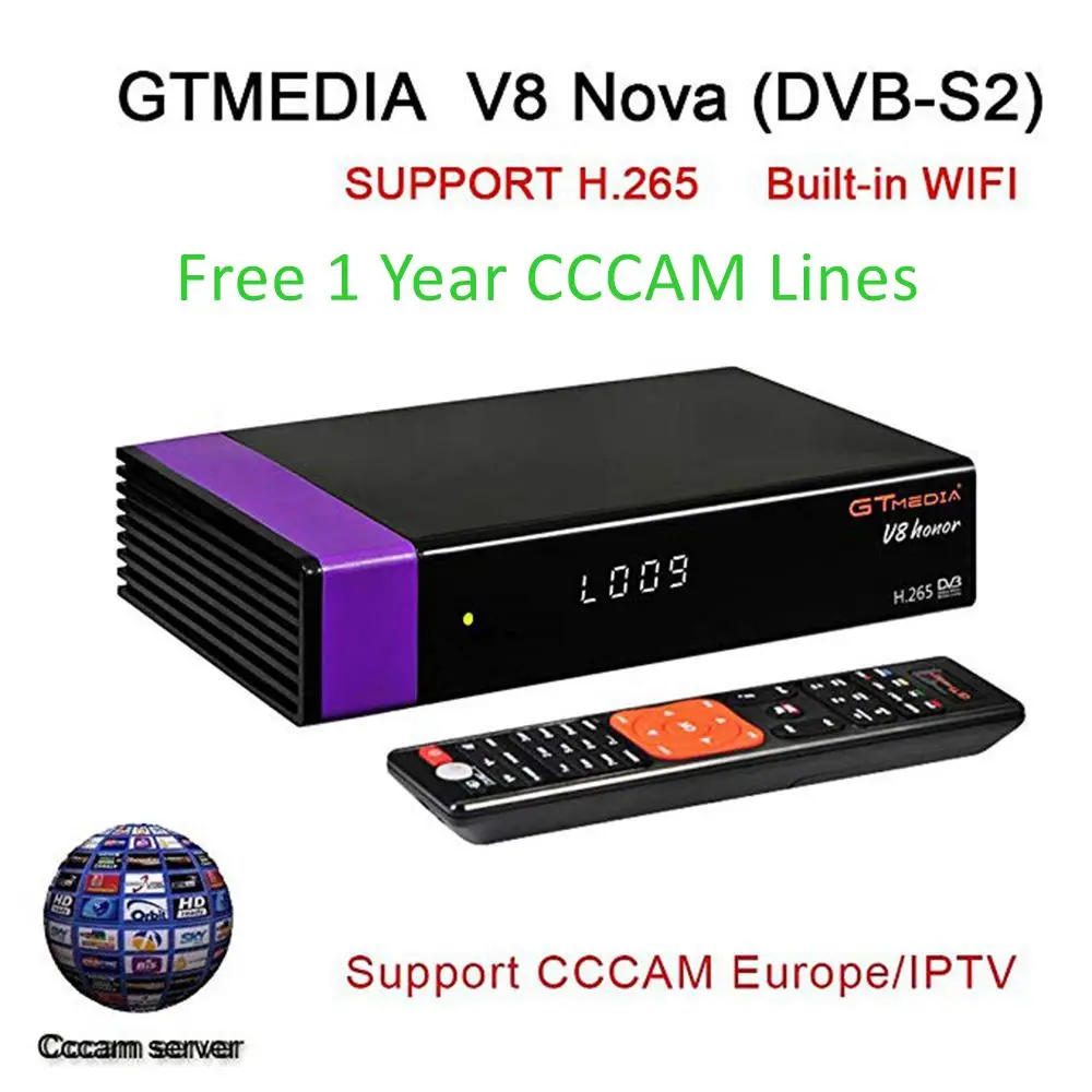 V8 Nova DVB-S2 TV Receiver Digital Satellite TV Receiver Decoder with Wi-Fi Built-in 1080P Full HD Support PVR, PowerVu Biss Key