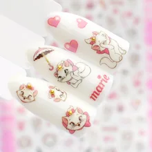 WUF 3D наклейки для ногтей, переводная картинка смайлик Кот/Счастливое животное, переводные наклейки для маникюра, украшения для ногтей