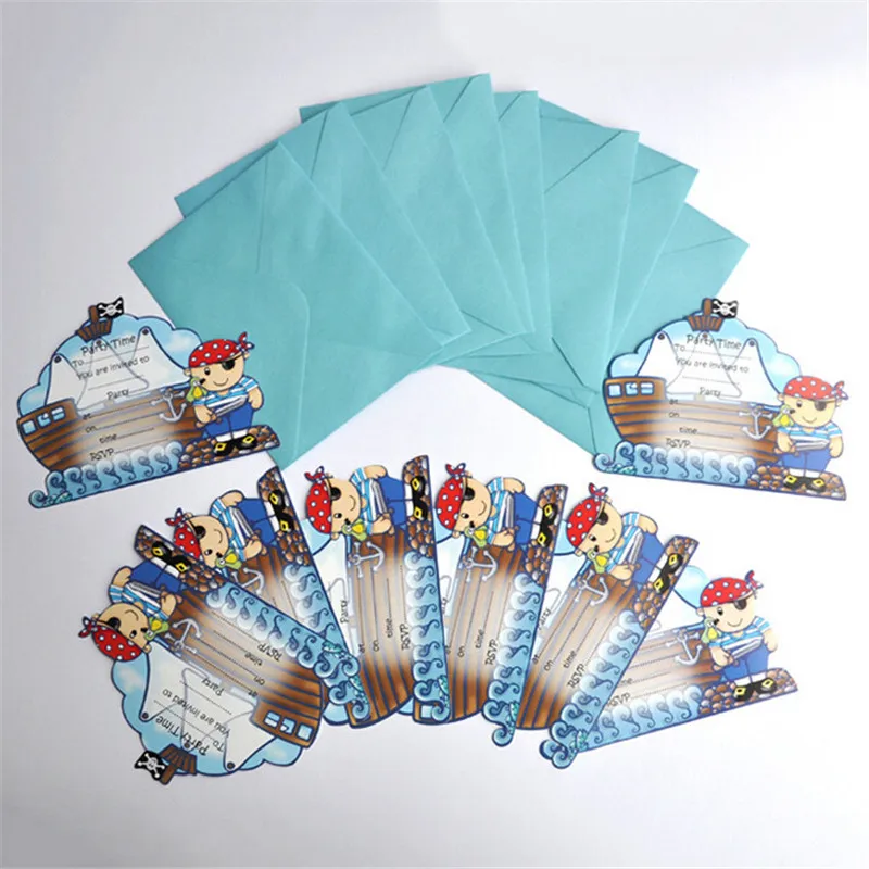 Pirate Ship Invitation Pirate Party Invitations Card Pirate Birthday Party Supplies Kids Event Birthday Invitations DT41 (2)