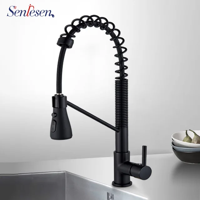 Special Price Senlesen Kitchen Faucet Deck Mount Pull Down Spray Single Lever Handle Sink Tap Hot and Cold Water Vanity Sink Mixer Tap 