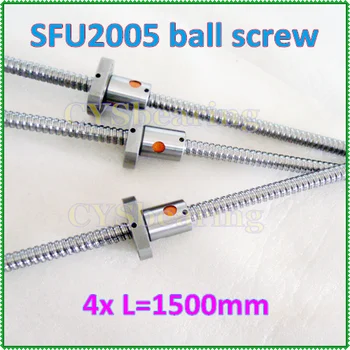 

20mm Anti Backlash guide Ball Leading screws 4pcs RM 2005 -L 1500mm-C7 with 4pcs SFU2005 Flange Ballnut