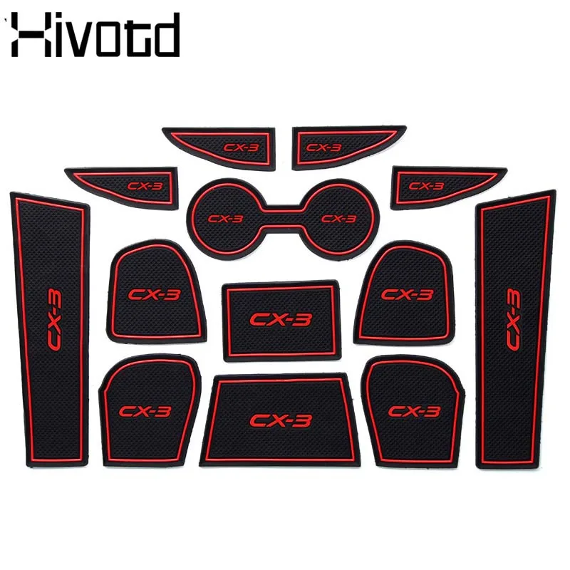 

Hivotd For Mazda CX-3 CX3 rubber Gate Slot pad anti-slip Cup mat Car Stickers trim Interior Car Styling accessories 2018 2019