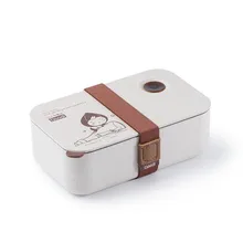 Offre Spéciale 2 compartiments vallée fibres boîtes à déjeuner micro-ondes alimentaire fruits stockage aliments conteneurs 1000ml Bento boxe ensemble de vaisselle