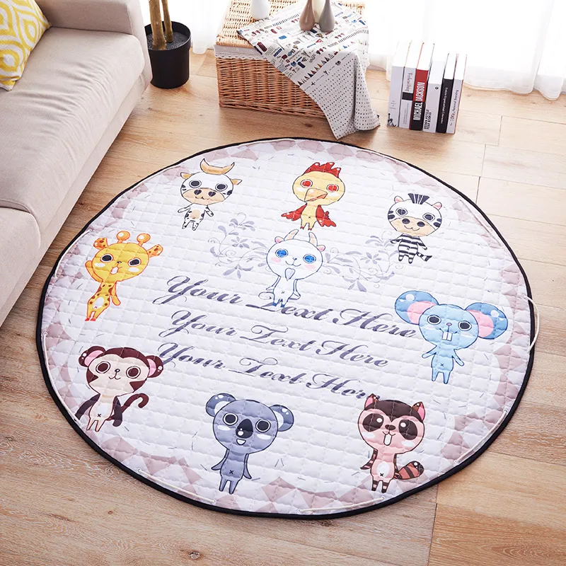 150x150CM Round Cartoon Animals Cotton Floor Mats Baby Kids Climb Play