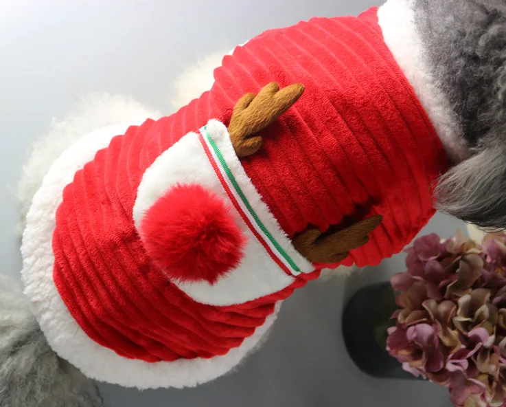 Пальто для собак зимняя мягкая теплая зимняя одежда для домашних животных меховой капюшон красный Рождественский наряд для собак Снежная куртка питбуля для французского бульдога терьера