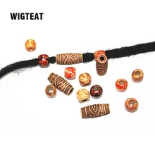 10 шт. в национальном стиле, резиновая оплетка для волос, дреды, бусины, манжеты, зажимы, деревянный цвет, Приблизительно 5 мм/6 мм, внутреннее отверстие, аксессуары для волос