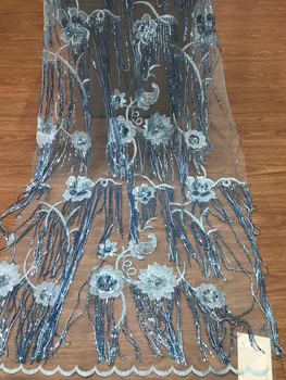 

High Quality African Lace Fabric French tulle Embroidery Sequins Tulle Lace Fabric For Nigerian party Dress