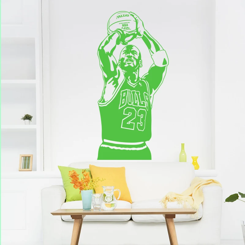 Дизайн, Майкл Джордан, виниловые наклейки на стену, сделай сам, домашний декор, баскетболист, наклейки, спортивная звезда для детской комнаты