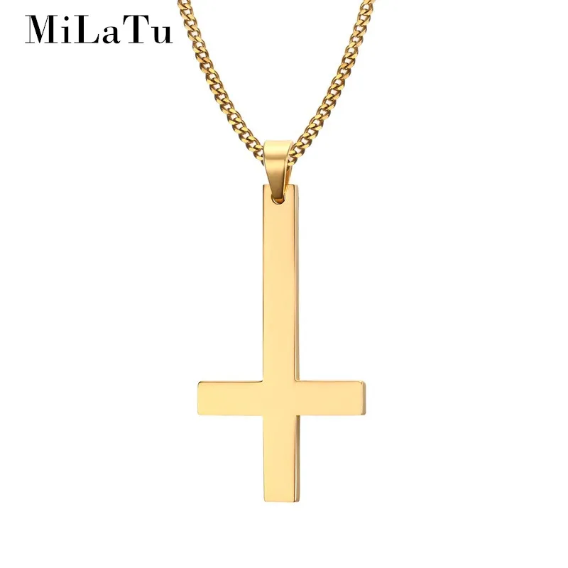 Dropshipping Reverse Cross Pendant Necklace Stainless