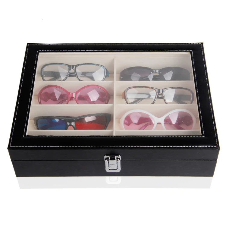 Wholesale 1pc Black Leatherette Glasses Sunglass Display Case Box Tray