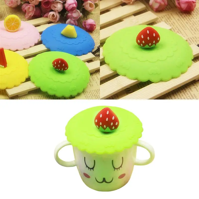 

Dustproof Silicone Cup Lid Creative Strawberry Shaped Lid Leakproof Cover Cup Lids Suction Seal Cover For School Office Home