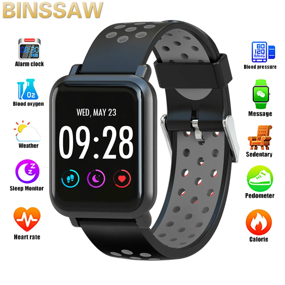 

2019 Best Selling Color Screen Men's Smart Sports Fitness Women Look Smart Watch Heart Rate Blood Pressure Tracker Bluetooth