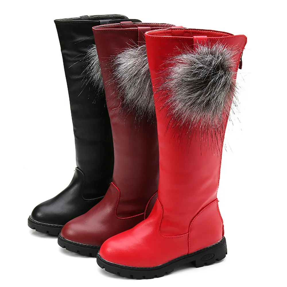 Детская обувь; новые модные зимние мягкие сапоги для малышей; теплые сапоги выше колена из флока для маленьких мальчиков и девочек; нескользящая обувь для снежной погоды