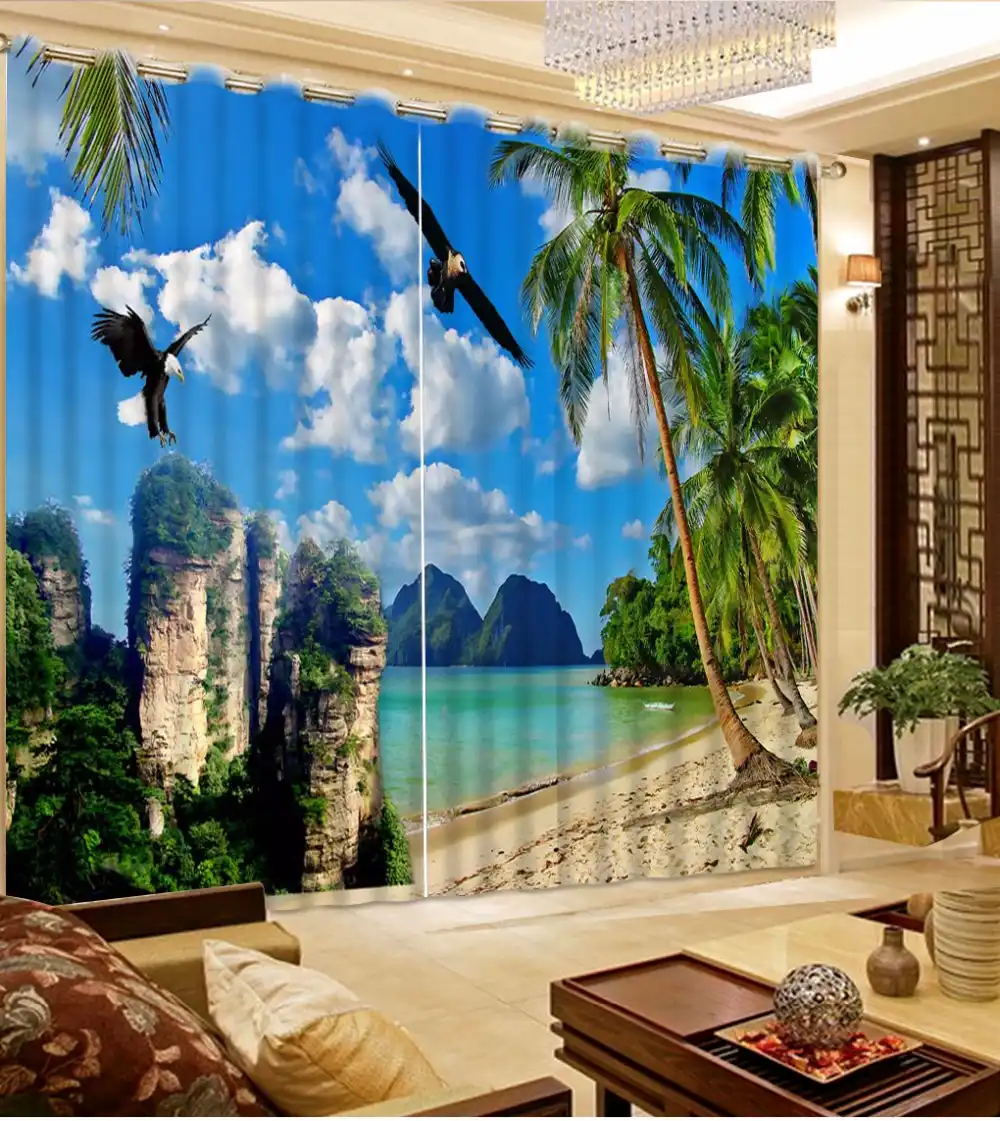 European And American Sheer Curtains Living Room Blackout Beach Sheer Curtains Living Room Blackout