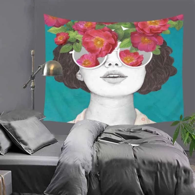 Персонаж себе гобелен дом красота на стену цветы Бохо кушетки домашний декор с рисунком растений одеяло 130 см полиэстер ручной работы