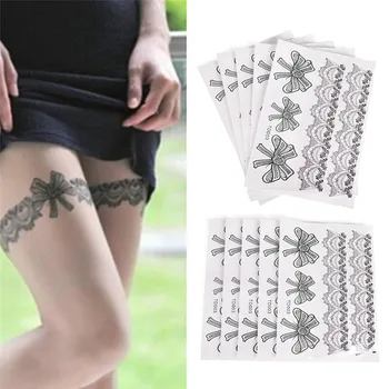 

Sexy Waterproof Temporary Tattoo Sticker on Body Leg Water Transfer Lace Stocking Fake Flash Tattoo for Girl Women